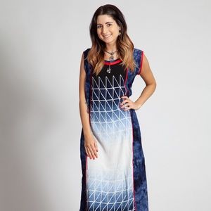 Beautiful blue geometric chiffon material maxi 👗